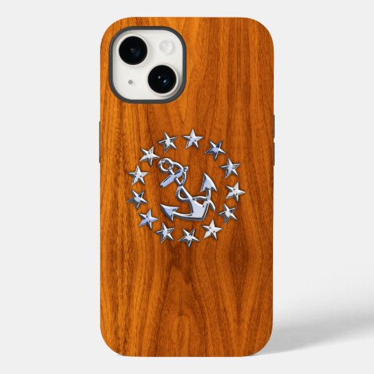 Coques Case-Mate iPhone Chrome Yacht Drapeau sur bois de teck (Verso)