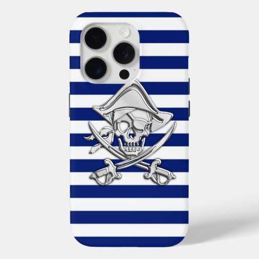 Coques Case-Mate iPhone Chromes Like Pirate on Nautical Stripes Decor (Verso)