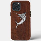 Coques Case-Mate iPhone Chromes Marlin Fish on Wet Mahogany (Verso)