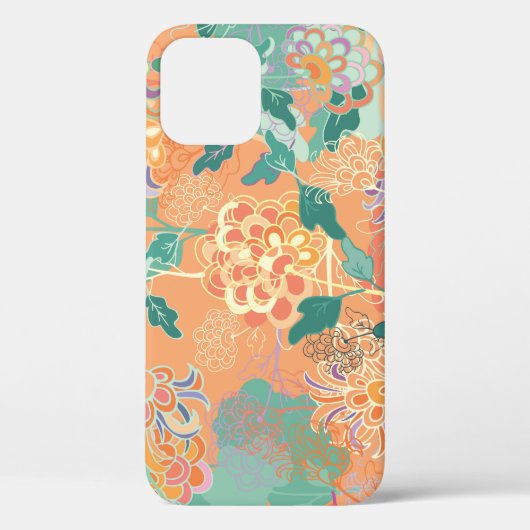 Coques Case-Mate iPhone Chrysanthème chinois : motif orange floral. (Verso)