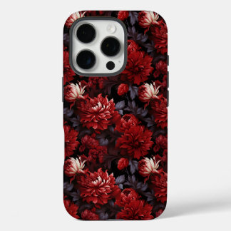 Coques iPhone 16 Pro Chrysanthème Rouge Gothique Fleur de Nuit