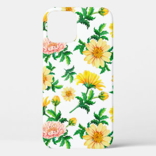 Case-Mate iPhone Case Chrysanthèmes aquarelle. Fleurs jaunes avec gre