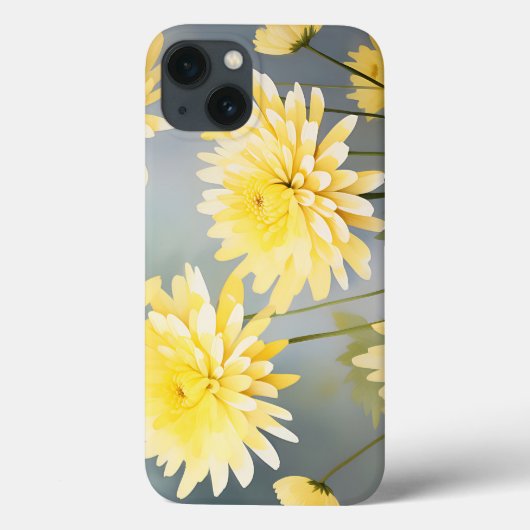 Coques Case-Mate iPhone Chrysanthèmes D'Aquarelle Sur Un pré Jaune Clair (Verso)