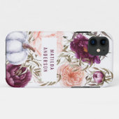 Coques Case-Mate iPhone chute citrouille aquarelle florale violet mignon  (Dos (Horizontal))