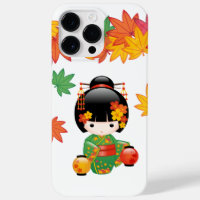 Chute Poupée Kokeshi - Green Kimono Geisha Girl