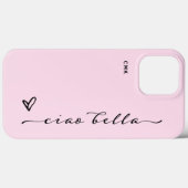 Coques Case-Mate iPhone Ciao Bella | Script moderne italien rose avec coeu (Verso (horizontal))