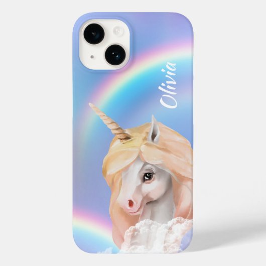 Coques Case-Mate iPhone Ciel arc-en-ciel de licorne blanche (Verso)