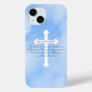 Coque Pour iPhone 15 Ciel Bleu Chrétien guérison Bible Verse Cross