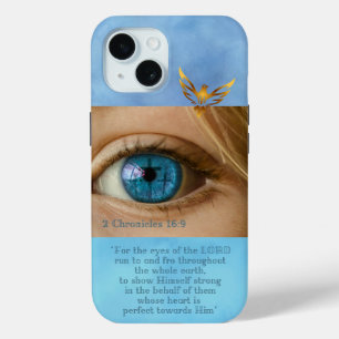 Coque Pour iPhone 15 Ciel Bleu Chrétien Œil à Croix Colombe Dorée