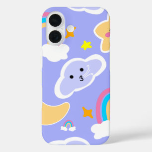 Coques iPhone 16 Ciel Bleu Doux Motif Arc-en-Ciel