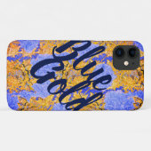 Coques Case-Mate iPhone Ciel bleu et fleurs dorées et votre texte (Dos (Horizontal))