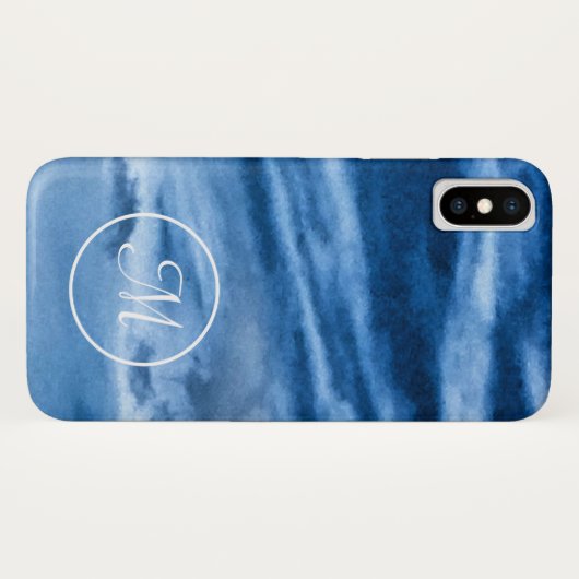 Coques Case-Mate iPhone Ciel bleu monogramme (Dos (Horizontal))