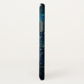 Coques Case-Mate iPhone Ciel de nuit monogramme bleu avec étoiles à huile  (Dos/Droite)