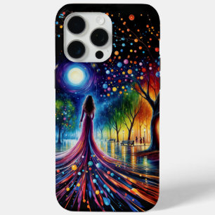 Coque iPhone 15 Pro Max Ciel nocturne magique avec lanternes orbes brillan