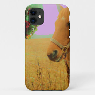 Coques Pour iPhone Ciel rose rétro Cheval de Noël