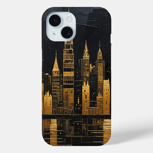 Coques Case-Mate iPhone Ciel urbain doré à minuit (Verso)