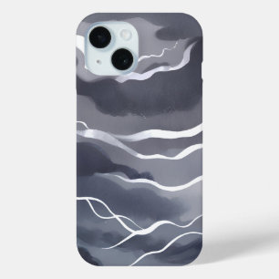 Coque Pour iPhone 15 Ciels orageux Aquarelle ciel gris foncé Abstrait