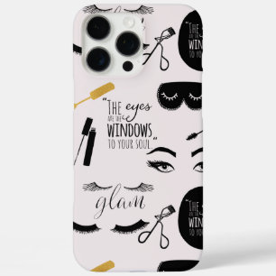 Coques iPhone 16 Pro Max Cils Noir Or Glam Anniversaire