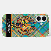 Coques Case-Mate iPhone Cimier de martin-pêcheur sur Tartan (Verso (horizontal))