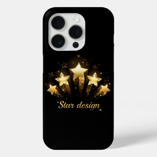 Coques Case-Mate iPhone Cinq étoiles d'or en noir (Verso)