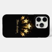 Coques Case-Mate iPhone Cinq étoiles d'or en noir (Verso (horizontal))