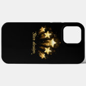 Coques Case-Mate iPhone Cinq étoiles d'or en noir (Verso (horizontal))
