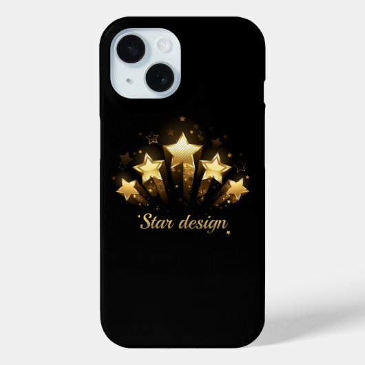 Coques Case-Mate iPhone Cinq étoiles dorées sur fond noir (Verso)