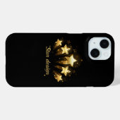 Coques Case-Mate iPhone Cinq étoiles dorées sur fond noir (Verso (horizontal))