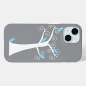 Coques Case-Mate iPhone Cinq oiseaux bleus dans un boîtier d'arbre (Verso (horizontal))