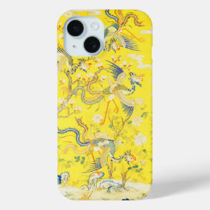 Coque Pour iPhone 15 Cinq Phoenix dans Jardin chinois jaune floral