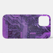Coques Case-Mate iPhone Circuit imprimé cybernétique violet technologie ar (Verso (horizontal))