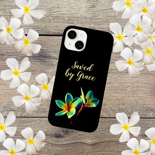 Coques Case-Mate iPhone Citation chrétienne "Sauvé par la Grâce" avec text