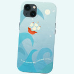 Case-Mate iPhone Case Citation de bateau à voile nautique<br><div class="desc">Vers des eaux sans sentiers,  des côtes sans rêves. Un peu de Shakespeare pour vous inspirer. Un voilier est assis au sommet d'une vague océanique sous un ciel étoilé. Parfait pour les marins,  les voyageurs et les aventuriers partout.</div>