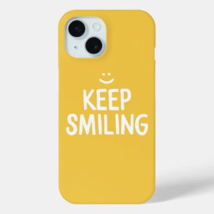 Coque Pour iPhone 15 Citation de bonheur jaune souriant