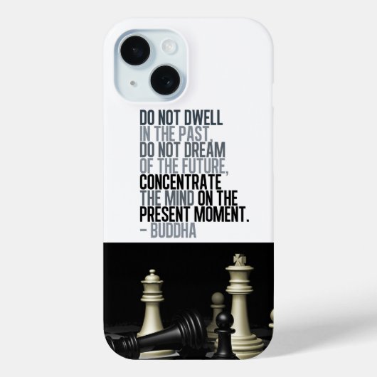 Coques Case-Mate iPhone Citation de Bouddha et jeu d'échecs noir blanc (Verso)