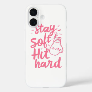 Coques iPhone 16 Citation de boxe féministe Restez doux, frappez fo
