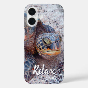 Coques iPhone 16 Citation de détente Hawaii Honu Sea Turtle Gros pl