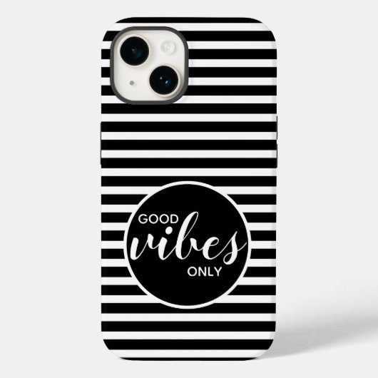 Coques Case-Mate iPhone Citation de motif Good Vibes uniquement Bandes noi (Verso)