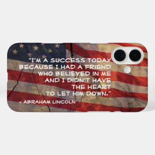 Coques iPhone 16 Plus Citation de succès Abraham Lincoln Modèle du drape
