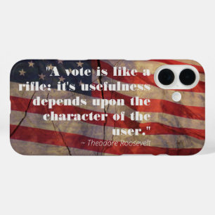 Coques iPhone 16 Plus Citation de vote d'inspiration de Theodore Rooseve