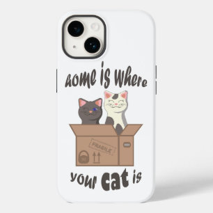 Coque Pour iPhone 14 Citation drôle Accueil est où est votre chat
