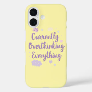 Coques iPhone 16 Citation drôle d'anxiété et de suranalyse Pastel
