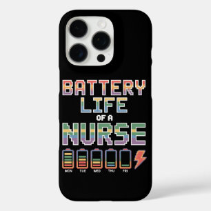 Coques iPhone 16 Pro Citation drôle sur la vie de batterie d'infirmière