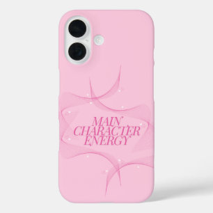 Coques iPhone 16 Citation Énergie de Personnage Principal Rose