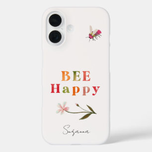 Coques iPhone 16 Citation Inspirante d'Abeille Rose Boho Personnali