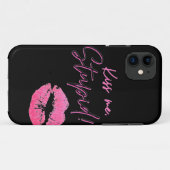 Coques Case-Mate iPhone Citation noire et rose avec baiser - Embrasse-moi, (Dos (Horizontal))