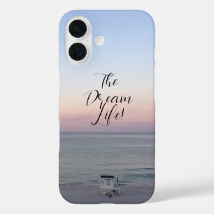 Coques iPhone 16 Citation Vie de Rêve Couleur Lever de Soleil Océan