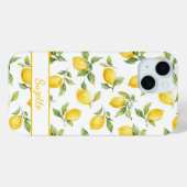 Coques Case-Mate iPhone Citron à l'aquarelle Monogrammé (Verso (horizontal))