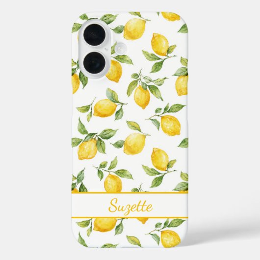 Coques Case-Mate iPhone Citron à l'aquarelle Monogrammé (Verso)