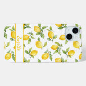 Coques Case-Mate iPhone Citron en aquarelle monogrammé (Verso (horizontal))